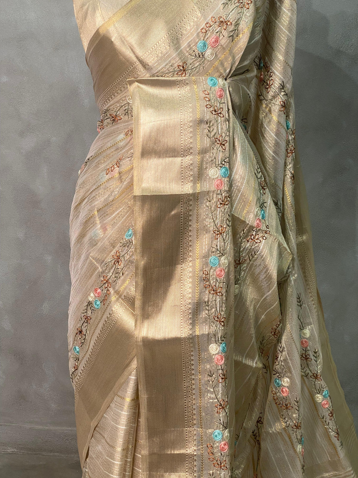Light Gold Tissue Banarasi silk saree- MPS30
