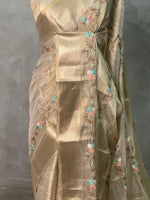 Light Gold Tissue Banarasi silk saree- MPS30
