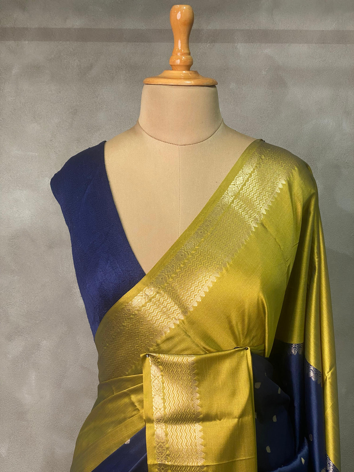 Blue and Olive Green Gajji silk saree -PIH14