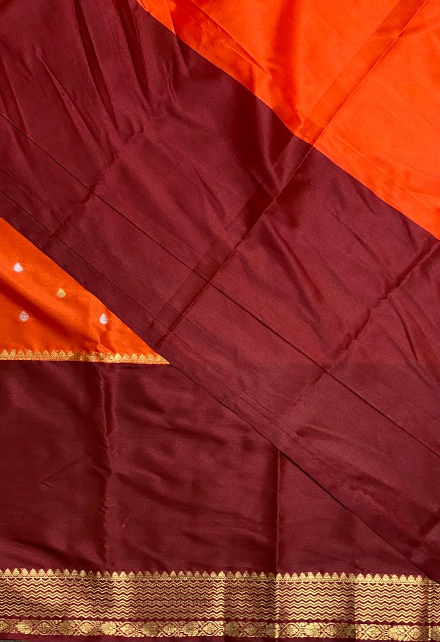 Orange and Maroon Gajji silk saree -PIH15