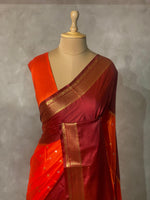 Orange and Maroon Gajji silk saree -PIH15