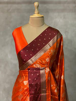 Orange and Maroon Gajji silk saree -PIH16