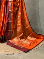 Orange and Maroon Gajji silk saree -PIH16