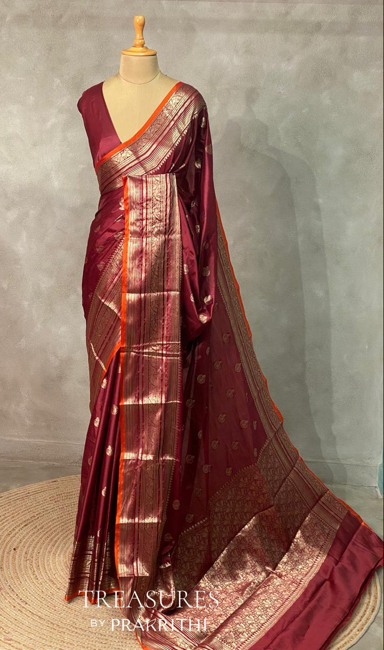 Maroon Gajji silk saree -PIH17