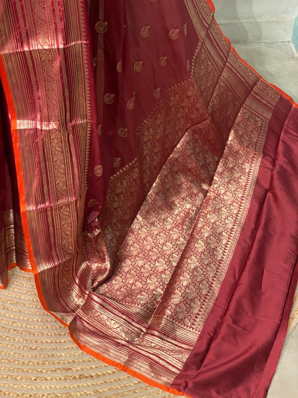 Maroon Gajji silk saree -PIH17