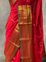 Red and Green semi kanchipuram soft silk saree - PSSN129