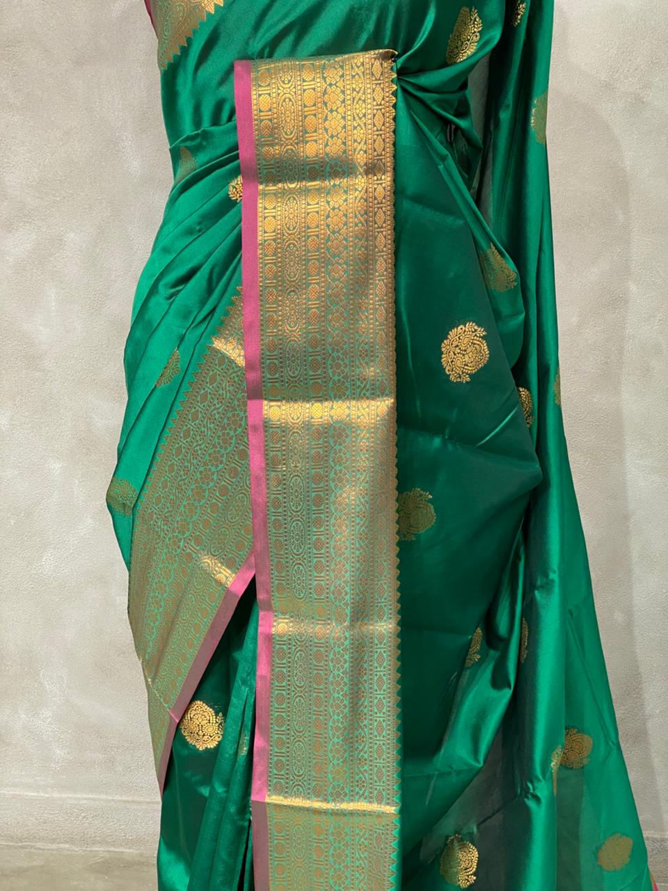 Green and Purple semi kanchipuram soft silk saree - PSSN132