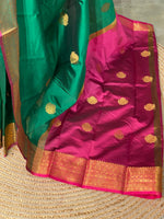 Green and Purple semi kanchipuram soft silk saree - PSSN132