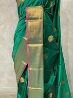 Green and Purple semi kanchipuram soft silk saree - PSSN132