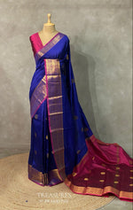 Blue and Purple semi kanchipuram soft silk saree - PSSN133