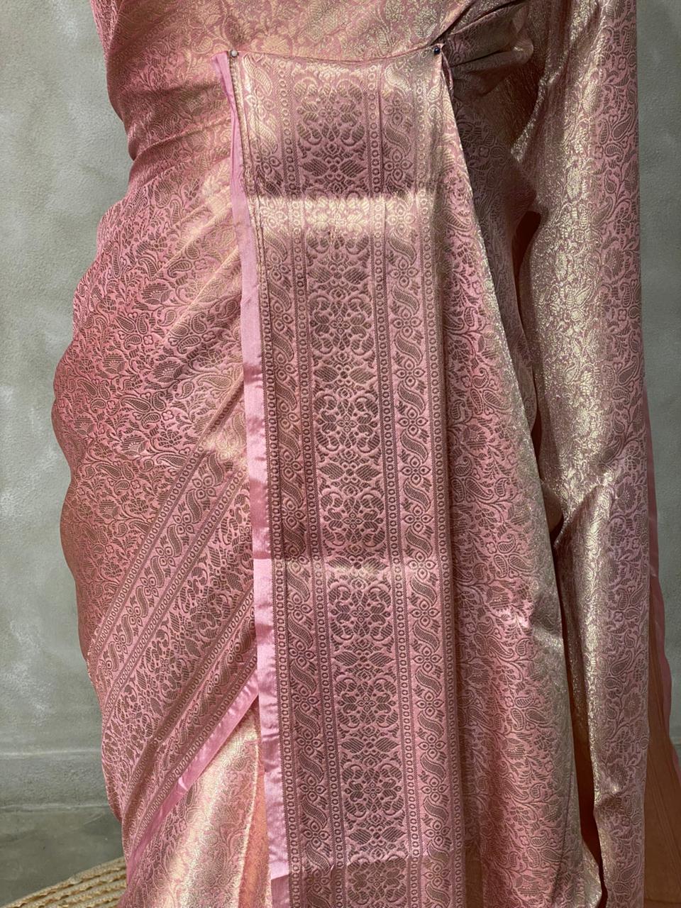pastal pink brocade banarasi saree -MPSB1