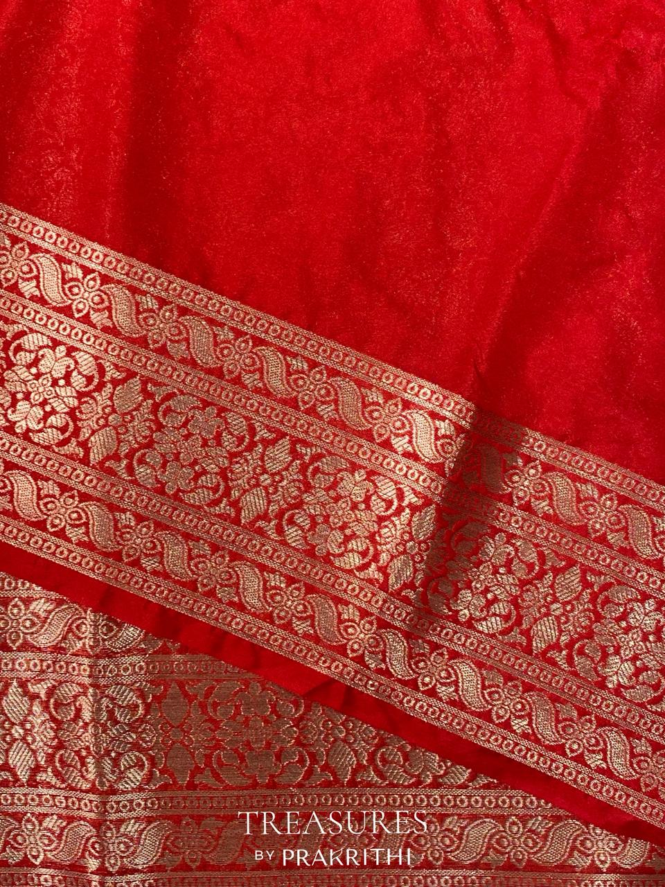 Red brocade banarasi saree -MPSB3
