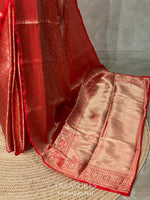 Red brocade banarasi saree -MPSB3