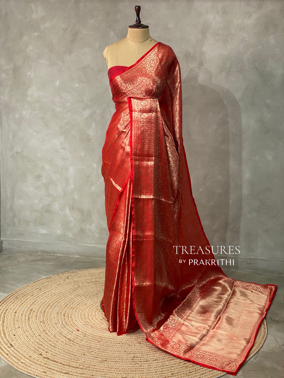 Red brocade banarasi saree -MPSB3