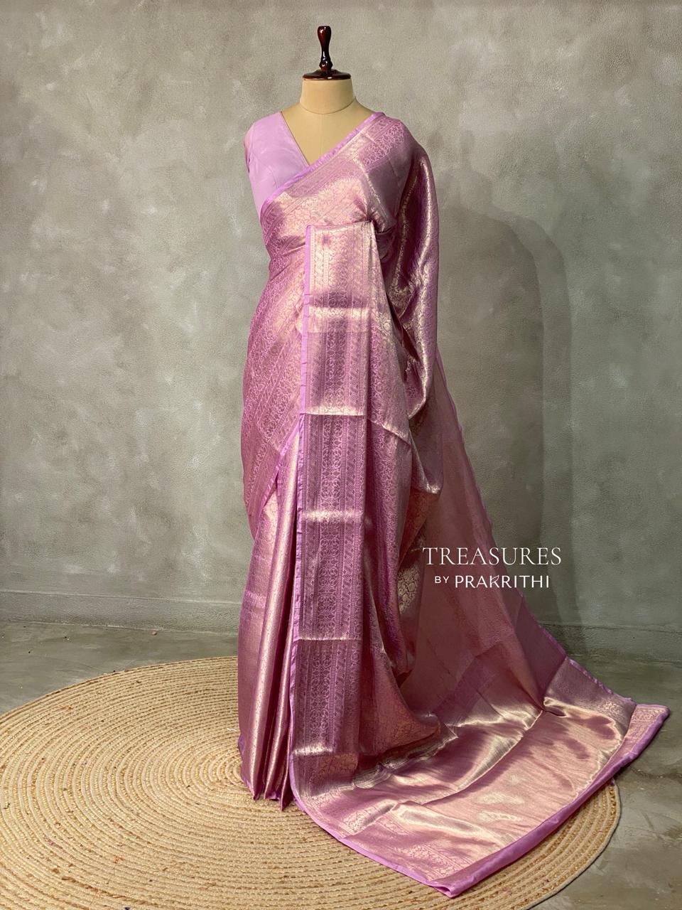 Lilac pink brocade banarasi saree -MPSB4