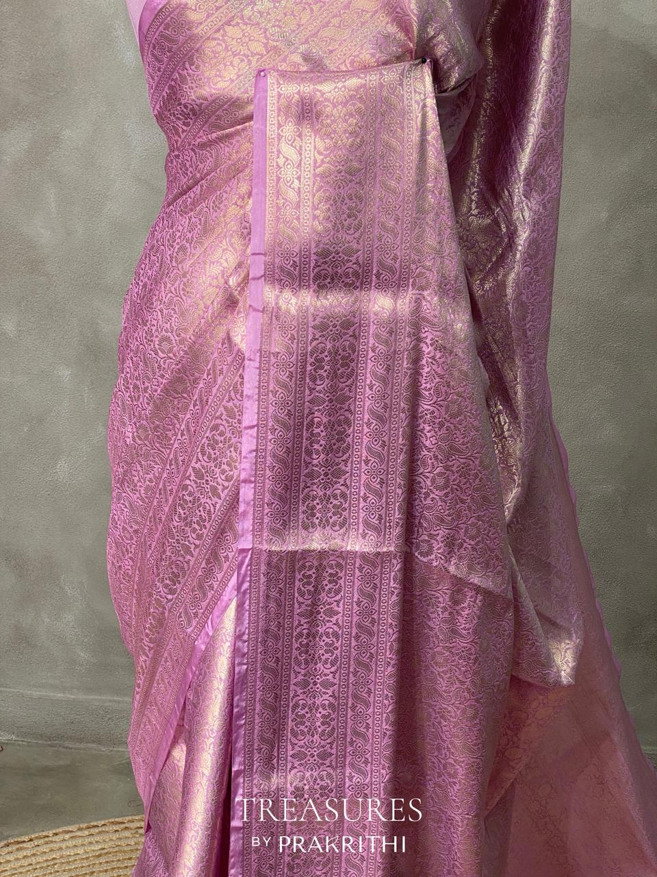 Lilac pink brocade banarasi saree -MPSB4