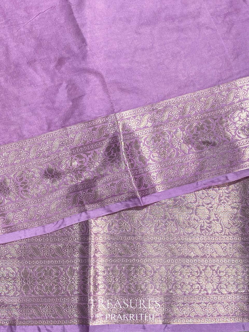 Lilac pink brocade banarasi saree -MPSB4