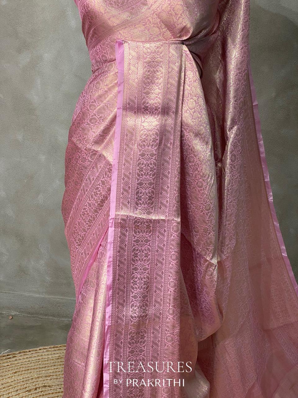 Pink brocade banarasi saree -MPSB7