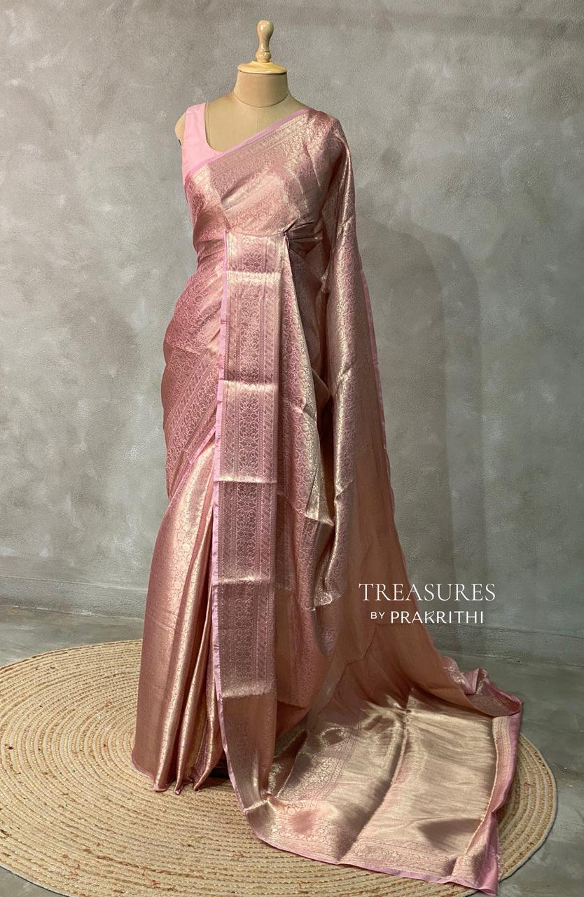 Pink brocade banarasi saree -MPSB7