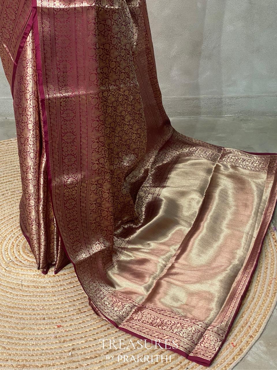 Maroon brocade banarasi saree -MPSB5