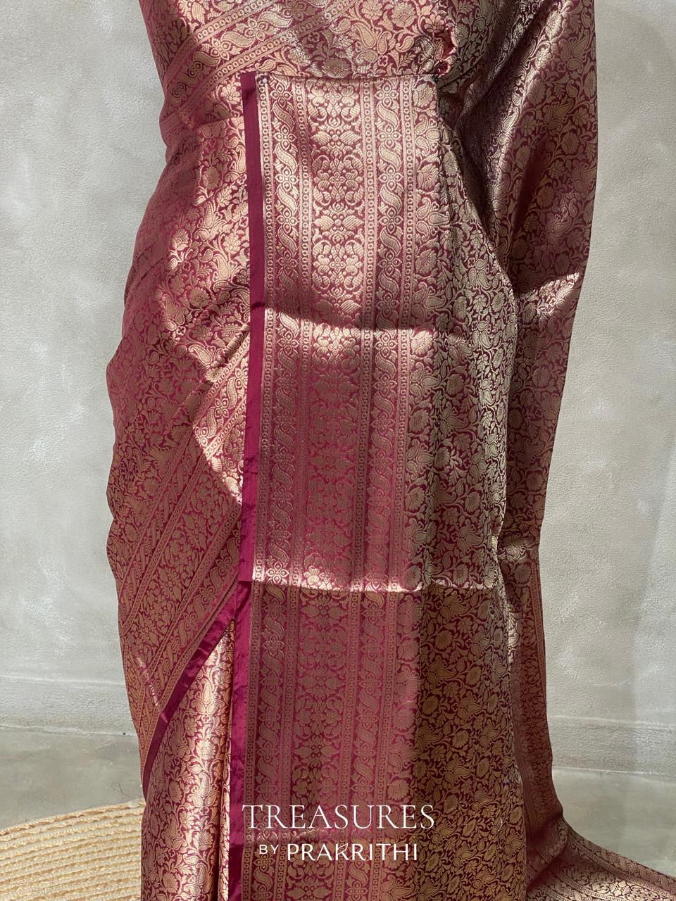 Maroon brocade banarasi saree -MPSB5