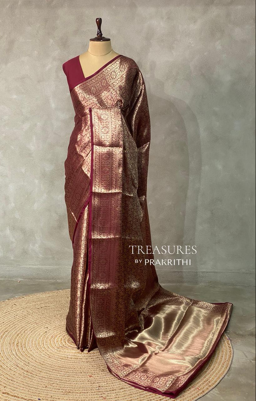 Maroon brocade banarasi saree -MPSB5