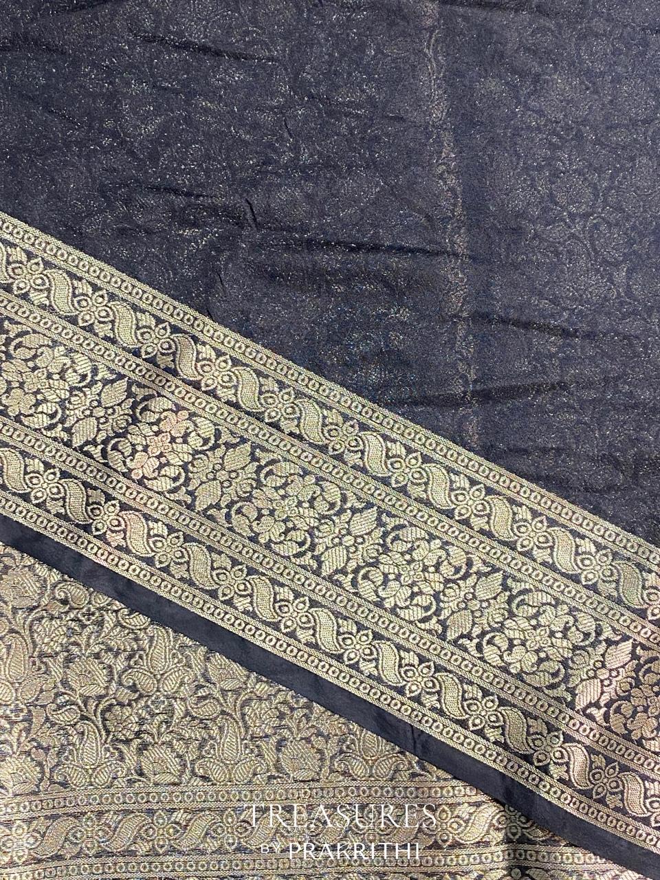 Black brocade banarasi saree -MPSB8
