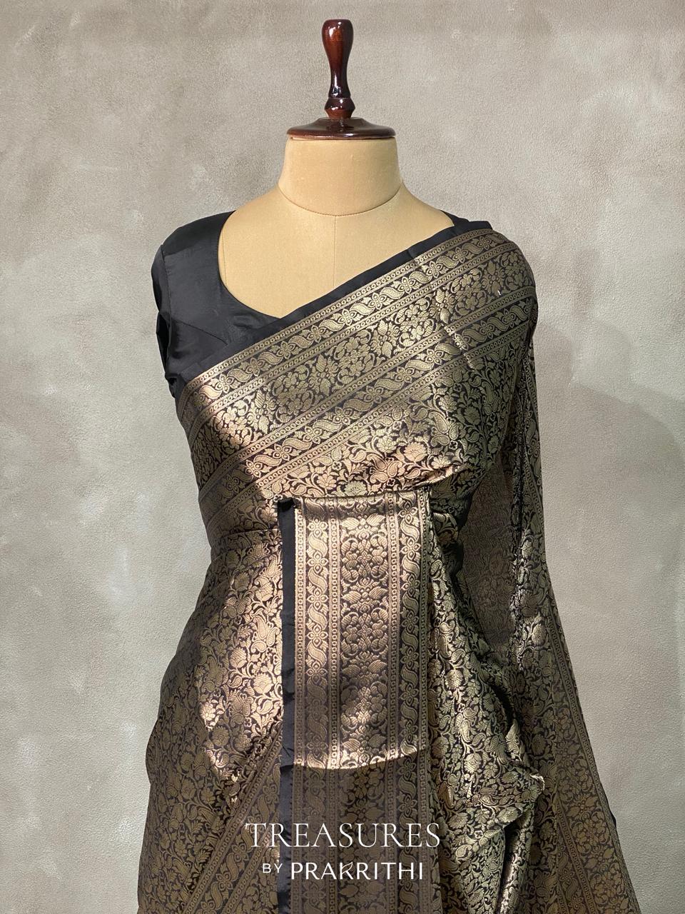 Black brocade banarasi saree -MPSB8