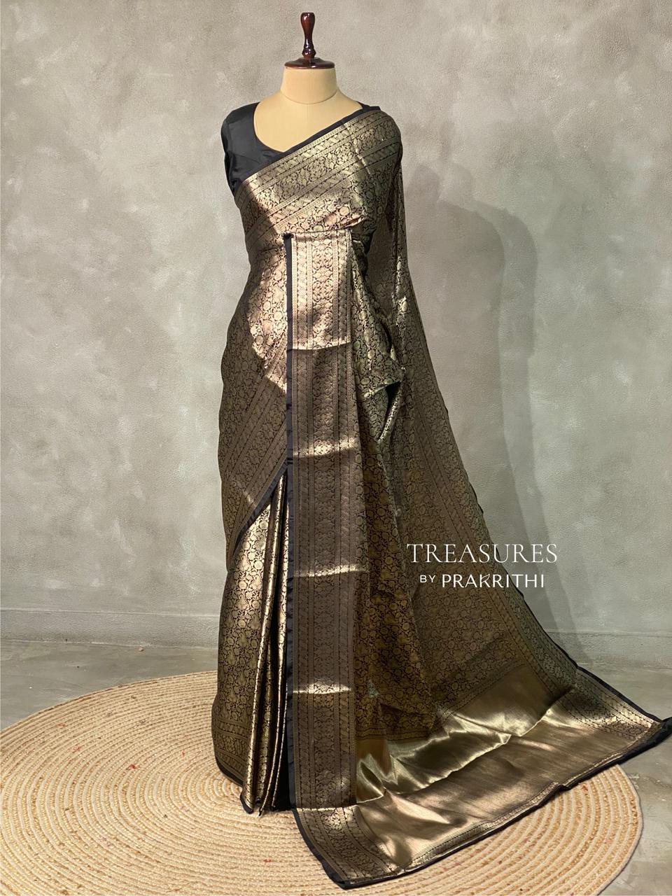 Black brocade banarasi saree -MPSB8