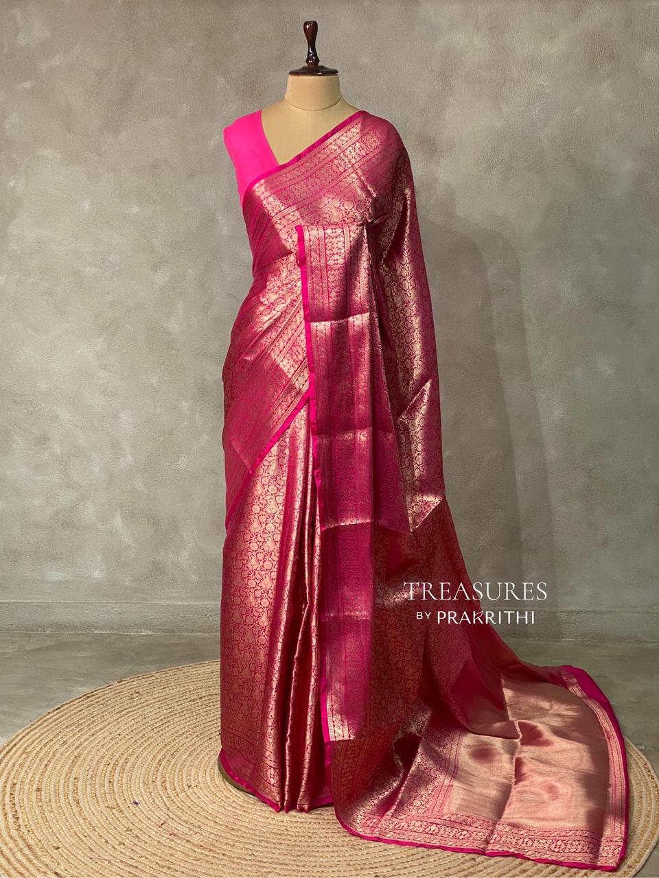 Rani Pink Brocade banarasi saree -MPSB10