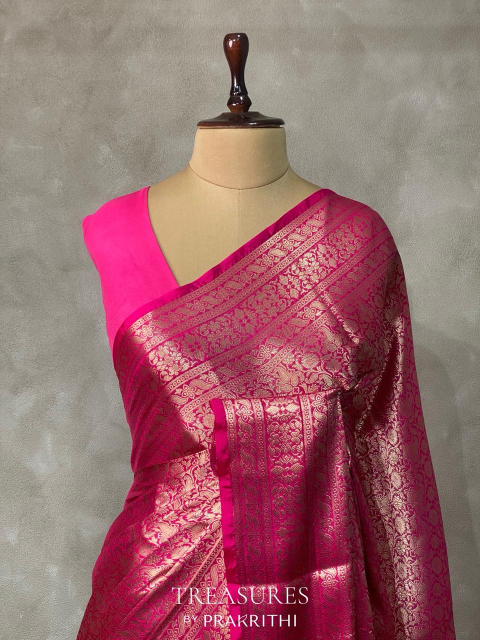 Rani Pink Brocade banarasi saree -MPSB10