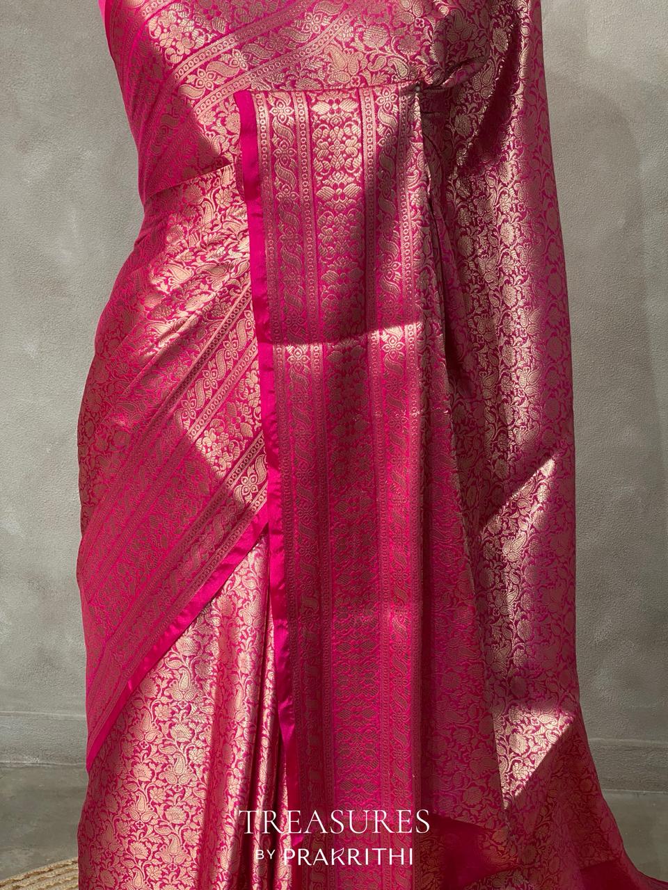 Rani Pink Brocade banarasi saree -MPSB10