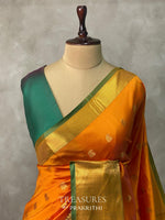 Yellow and Green semi kanchipuram soft silk saree - PSSN140N