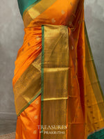 Yellow and Green semi kanchipuram soft silk saree - PSSN140N