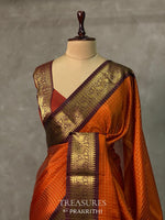 Rust silk semi banarasi saree -PIH18