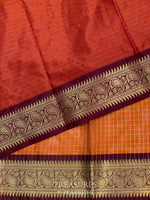 Rust silk semi banarasi saree -PIH18