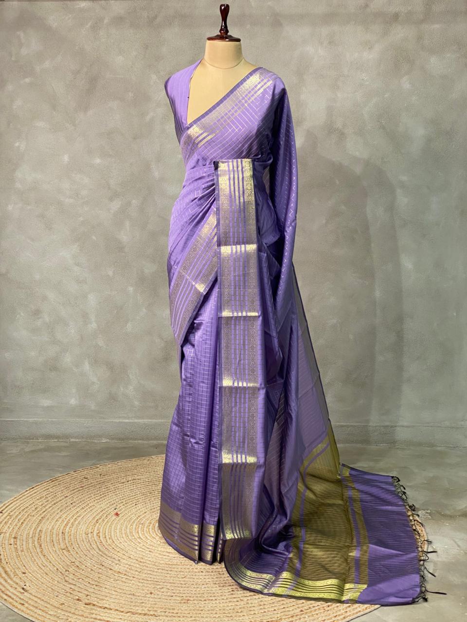 Lavender semi banarasi saree -PIH22