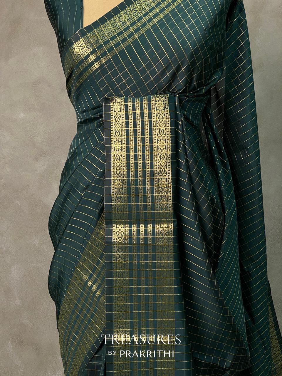 Green semi banarasi saree -PIH22C