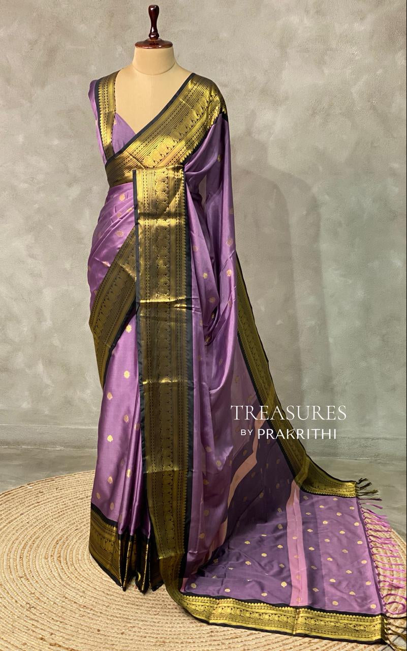 lavender and Black semi banarasi saree -PIH20