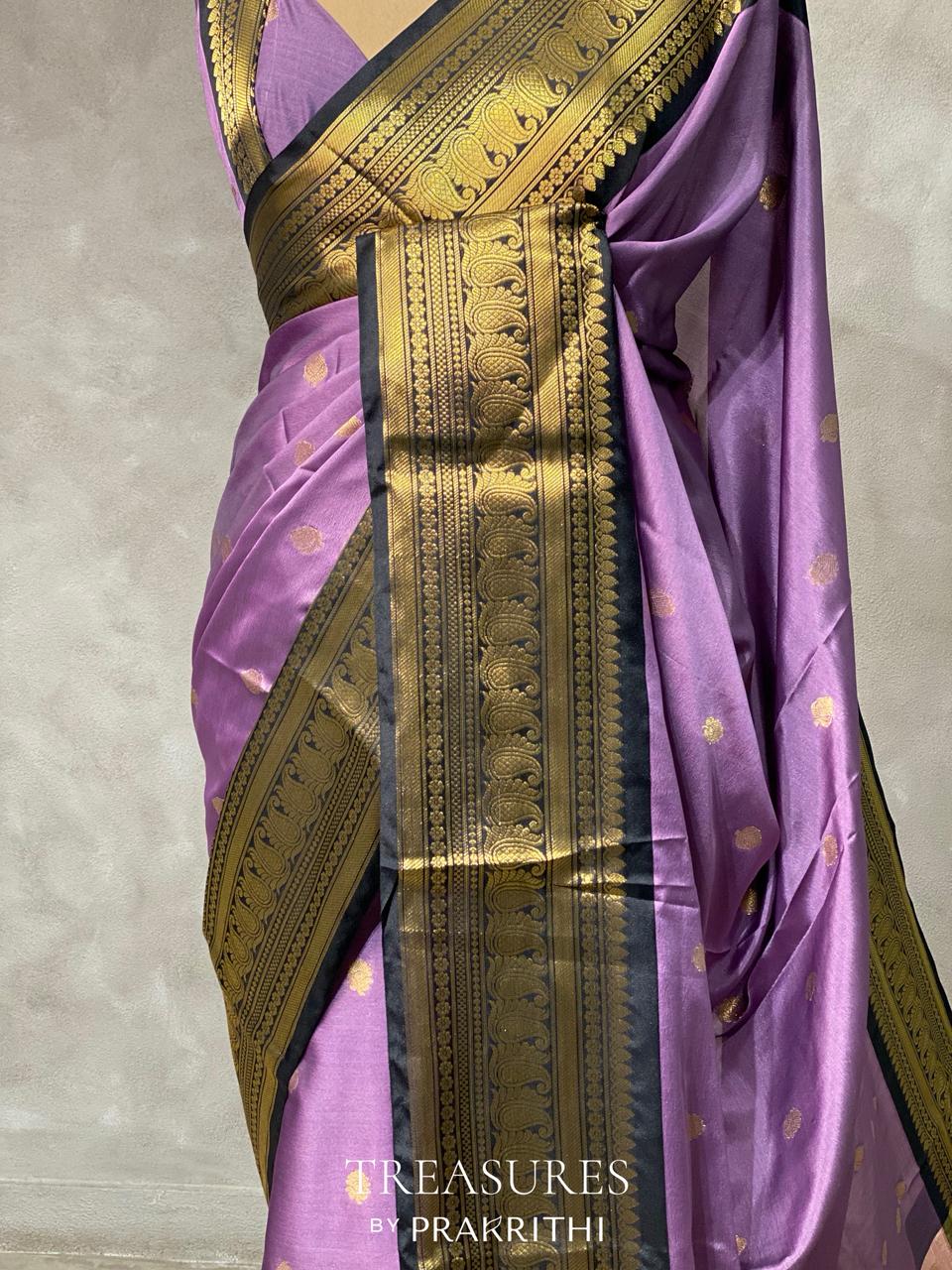 lavender and Black semi banarasi saree -PIH20