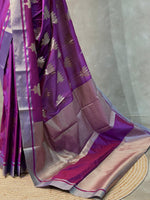 Purple semi banarasi saree -PIH21LC