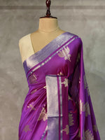 Purple semi banarasi saree -PIH21LC