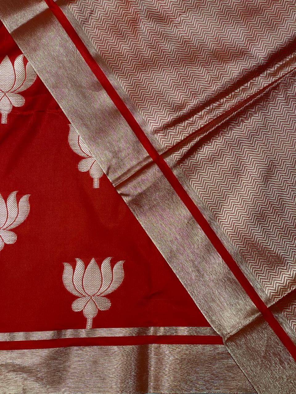 Red semi banarasi saree -PIH21LF