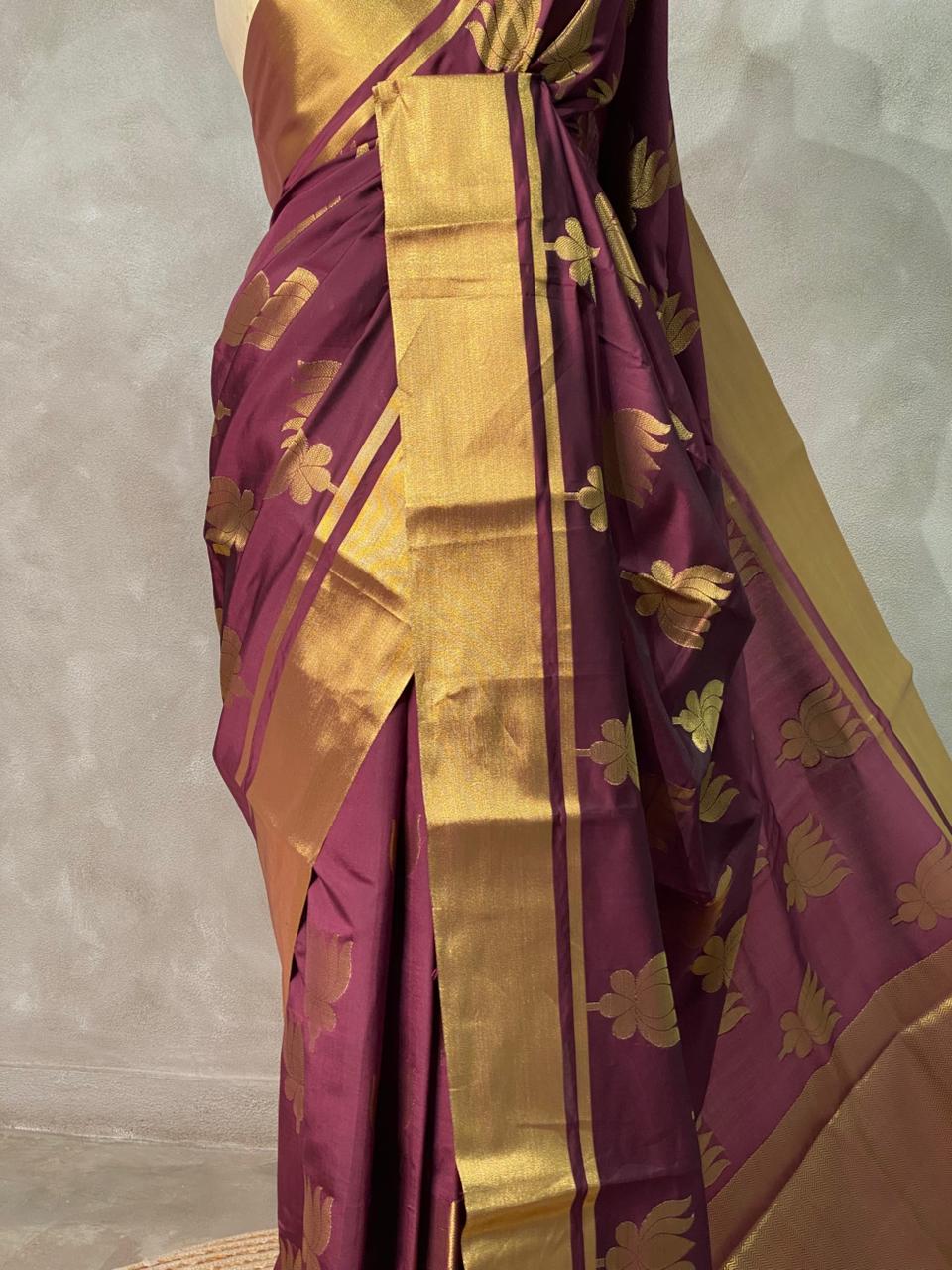 Maroon semi banarasi saree -PIH21LG