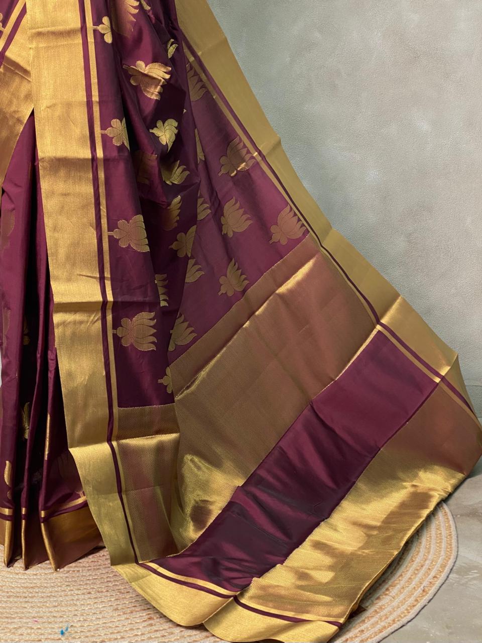 Maroon semi banarasi saree -PIH21LG