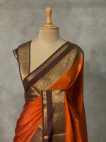 Rust Orange and Deep Brown silk saree- PRUSTE
