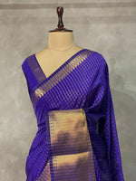 Bluish violet banarasi silksaree - AISHCK7-IH