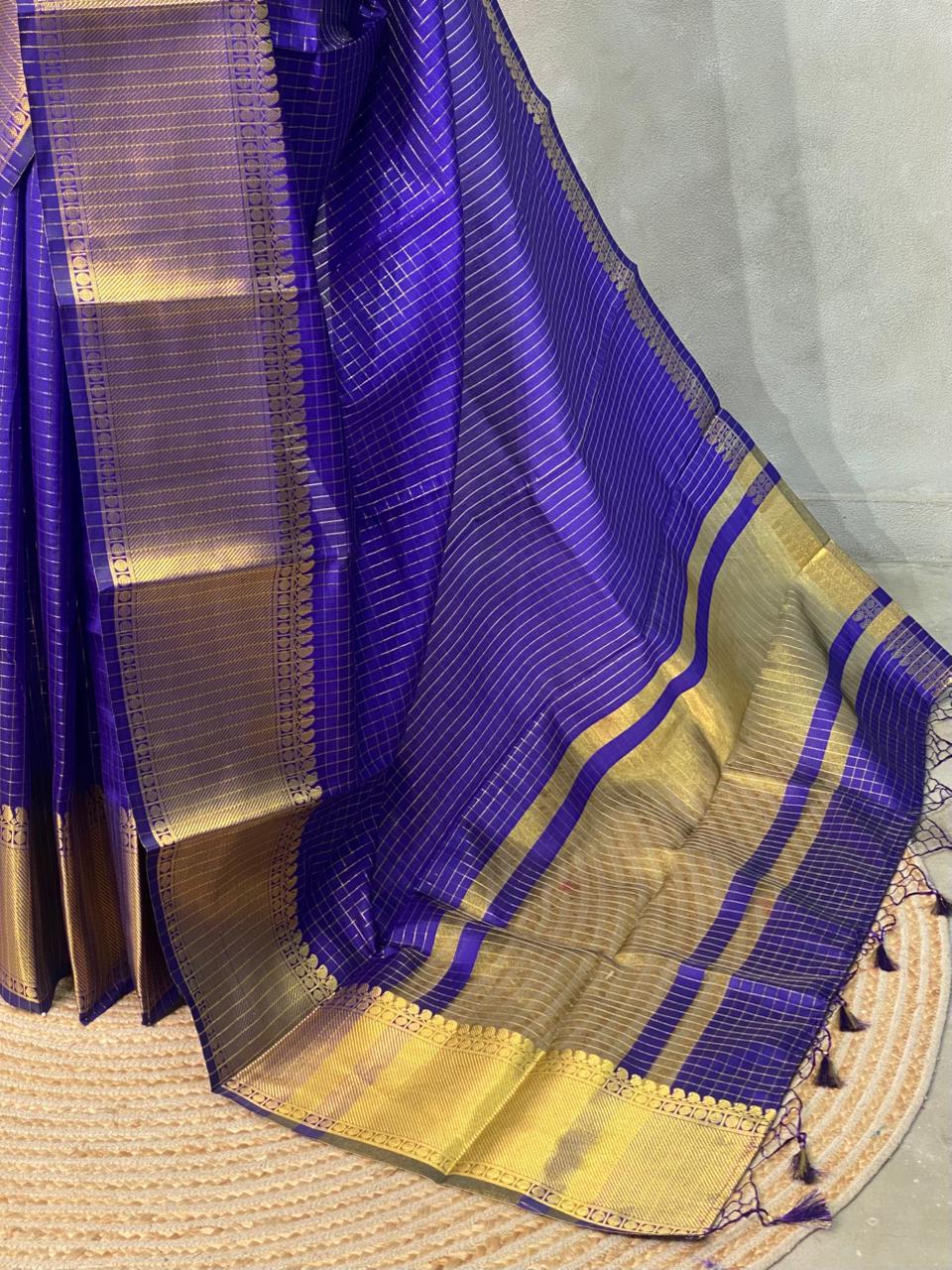 Bluish violet banarasi silksaree - AISHCK7-IH
