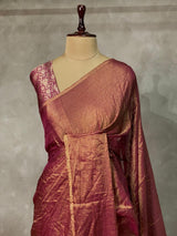 Purple Banarasi crush Tissue silk saree - MPS33