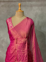 Magenta Banarasi crush Tissue silk saree - MPS33C